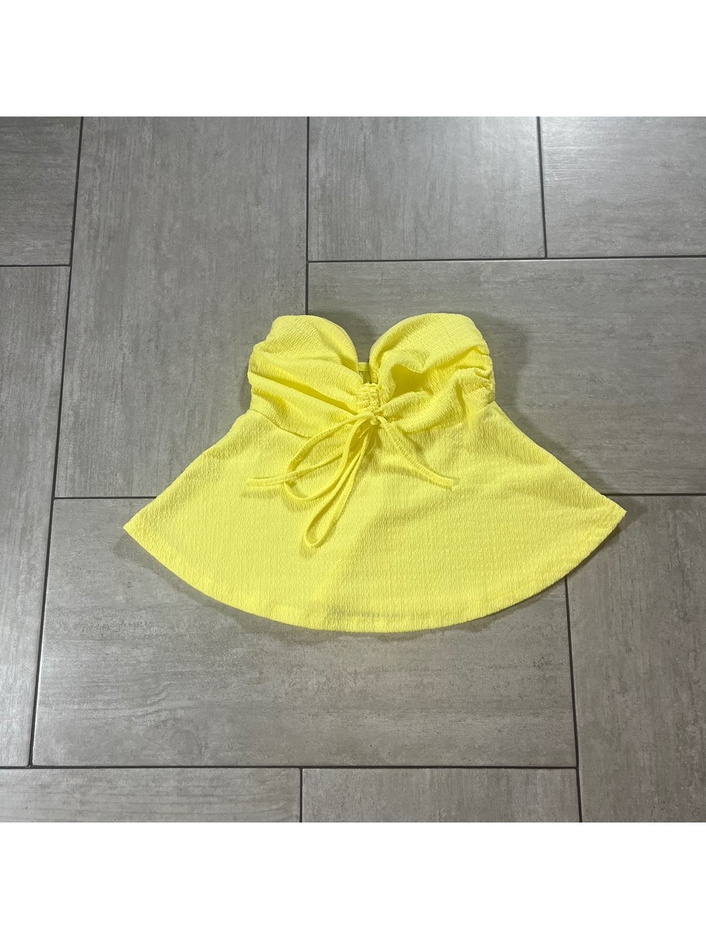Yellow Strapless Crop Top XS Summer Casual